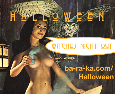 pin-up witch with owl - Halloween Witches Night Out 